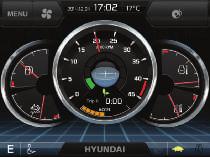 The gauge level and color displays engine torque and fuel efficiency level. On top of that, the status of fuel consumption such as average rate and the total amount of fuel consumed are displayed.