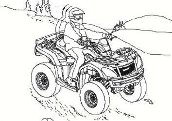 OPERATION OF YOUR ATV Driving downhill When traveling down a hill, follow these precautions: Never operate on hills over 22 degrees incline or hills too steep