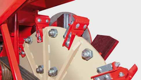 The flywheel system delivers enormous blowing power to propel the crop through the chute.