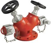 Double outlet landing valve type B ISI marked: Size: 63 mm/75 mm/80 mm Inlet : 4 nb flanged Outlet: female instantaneous Material: