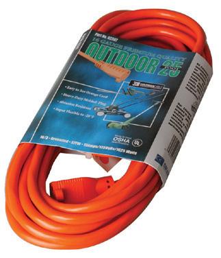 Outdoor Round Vinyl Extension Cords Cable Marking: Color: Voltage: Amps: Conductor Length 860-528 12/3 AWG 25 ft