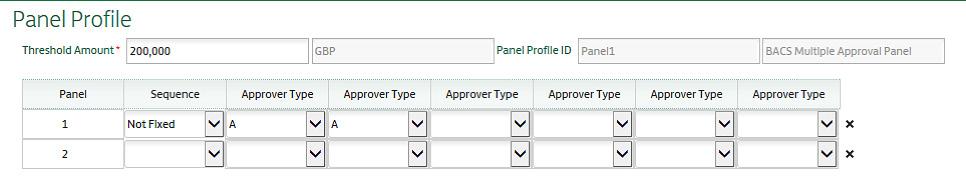 7. Select Add. 8. Enter the BACS threshold limit you need. 9. Select the combinations of Approver types for this Payment Profile. 10. Save and Approve. 11.
