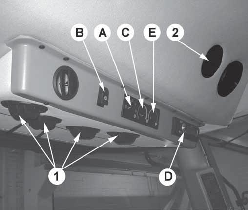 CAB (fig. K14) Fresh-air Fan Provides Good Ventilation The 4-speed fan is started using switch A. To change the airflow direction, turn nozzles 1 at the front top of the cab.