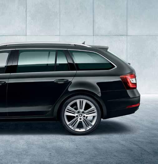 9 REAR VIEW The rear design is typically ŠKODA with the distinctive logo and model name badge,