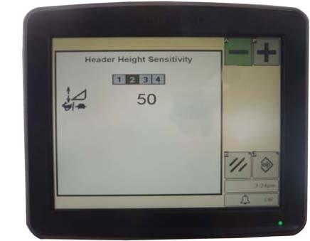 AUTO HEADER HEIGHT CONTROL (AHHC) 2. Press or + icon (A) to adjust rates.