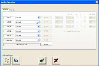 Setting Auxiliaries - COLAS Setting Auxiliaries Click the appropriate screen for setting the auxiliaries The following parameters have default settings as shown below : Auxiliaries - Not used