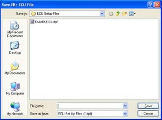 Note: The saved EB + ECU parameter file can be used for future programming of ECU's (which require the same parameters) by recalling the file from the 'Open EB + ECU File' button.