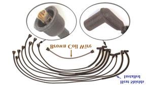 12259 SPARK PLUG WIRE SETS Concours Parts offers 2 choices in our quality reproduction spark plug wires. Both are exact reproductions of the original black wire core wires.