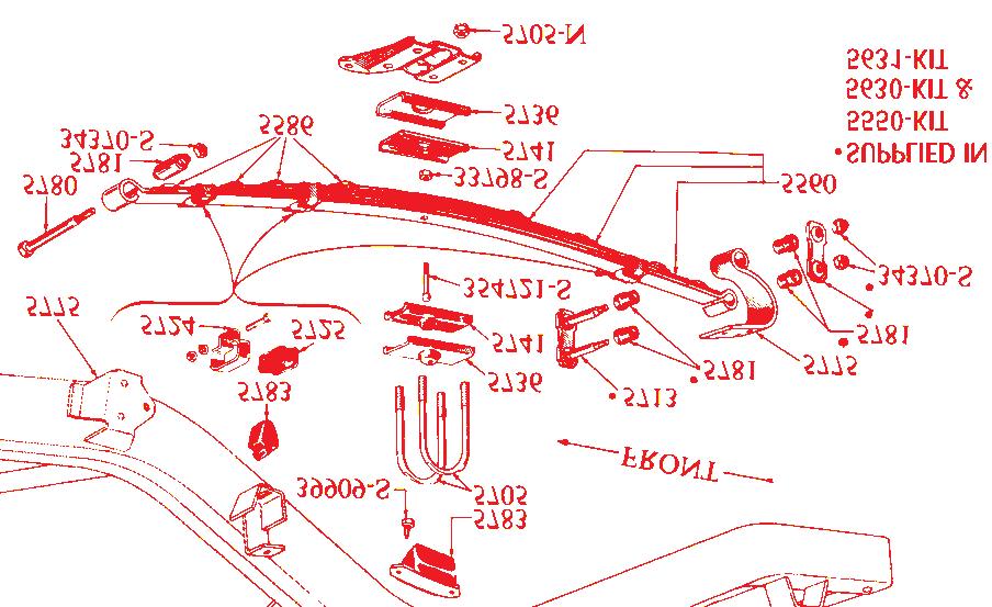 8A-5631-K B7A-5631-K 54 R E A R S P R I N G S 55/UP TYPICAL REAR SUSPENSION 5560 REAR SPRING ASSEMBLY 8A-5560 49/50, 7 leaf, All except S/W.............. pr. 399.95 1A-5560-SW 49/51, 9 leaf, S/W....................... pr. 399.95 1A-5560 51, 7 leaf, All except S/W.