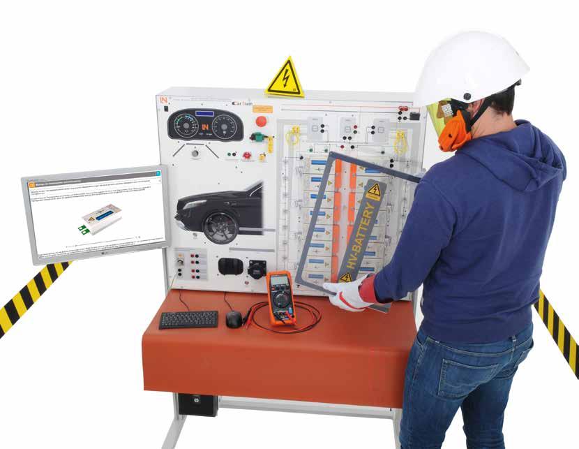 DIAGNOSTICS ON HV BATTERIES Safe training system In conjunction with safety clothing and equipment plus the high-voltage diagnostic tester, the training system provides unique diagnostic capability