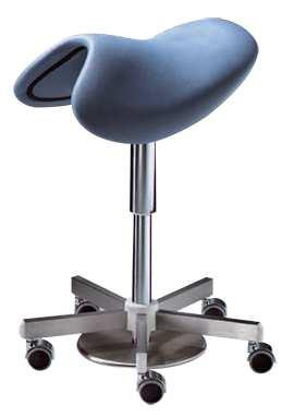 Polyurethan seat is height adjustable by gas spring.