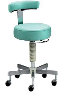 14006 height adjustment: 54-73 cm Dental stool with backrest Padded seat, Ø 35 cm, and backrest with leatherette