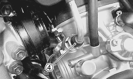 By unscrewing the choke cable end (4), disconnect the choke cable from the carburetor. REMOVING 1. Ensure the fuel valve is not in the PRI position. 2. Remove the seat. 3.