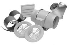 All TD kits have standard 7-year warranty* Standard Exhaust Kits - Single Vent KIT-TD100 1 TD100 exhaust fan 1 plastic round grille (PG-100) 1 exterior louvered