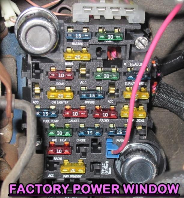 For those reusing the factory power lock/power window harness, the fuse block connectors on your factory harness can plug into the front of the Painless fuse block.