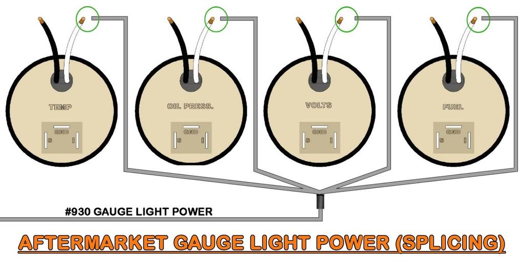 Gauge light power is supported by the GRAY #930 wire.