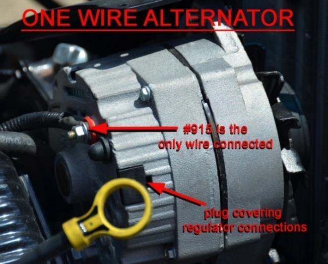 Connect this wire to the B+/Output stud on the alternator. Once the nut on the output post stud has been tightened, slide the boot over the nut and ring terminal installed on the alternator.