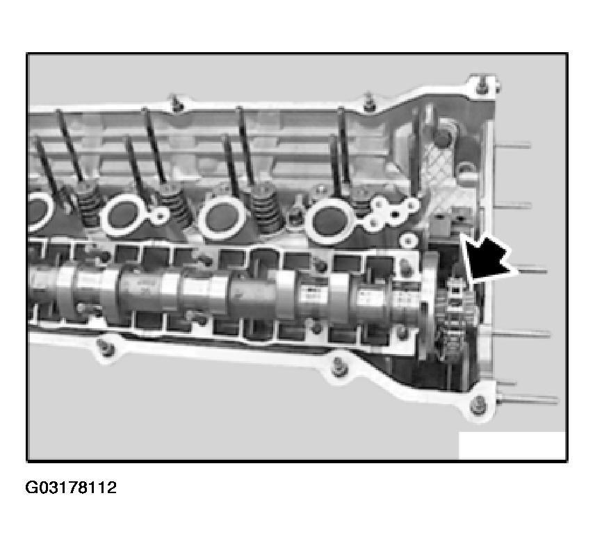 Fig. 195: Positioning Timing Chain On Exhaust Camshaft Install camshafts so that cam tips on inlet and