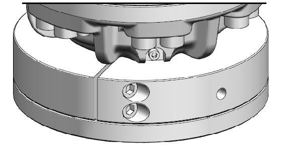 harvesting head from the rotator. 2) Remove the toothed flange s attachment screws (B013) from the bottom of the flange (3 pcs). 3) Detach the toothed flange (B011).