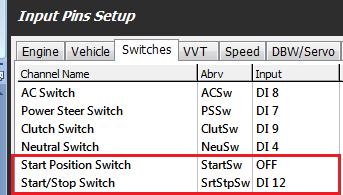 Figure 4.9.DI 12 setup for Push Button Start The Engine Start settings can be adjusted from Tuning View -> Vehicle Functions -> Engine Start Control menu. 4.5.