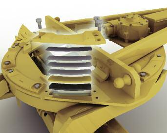 The moldboard side shift cylinder is positioned on the left side to eliminate snow wing interference. Moldboard Positioning.