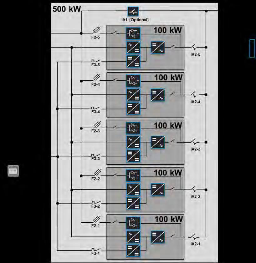 1.13 DUAL INPUT FEED COMMON BATTERY CONFIGURATION Figure 2: Block diagram of DPA 500 with dual input feed and common battery configuration.