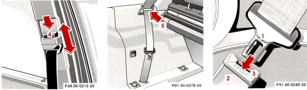 4 Button for belt outlet height adjustment Raising: Slide belt outlet upward. Lowering: Press button (4) and slide belt outlet downward. Caution!