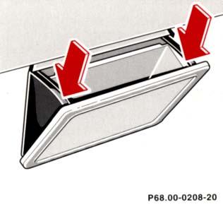 Ashtrays Center Console, Front By touching the bottom of the cover lightly, the ashtray opens automatically. Prior to removing the ashtray insert, move the gear selector lever to position "N".