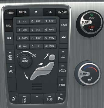 How do I navigate in the infotainment system? Press RADIO, Media, My CAR, NAV* or TEL* to select main source.