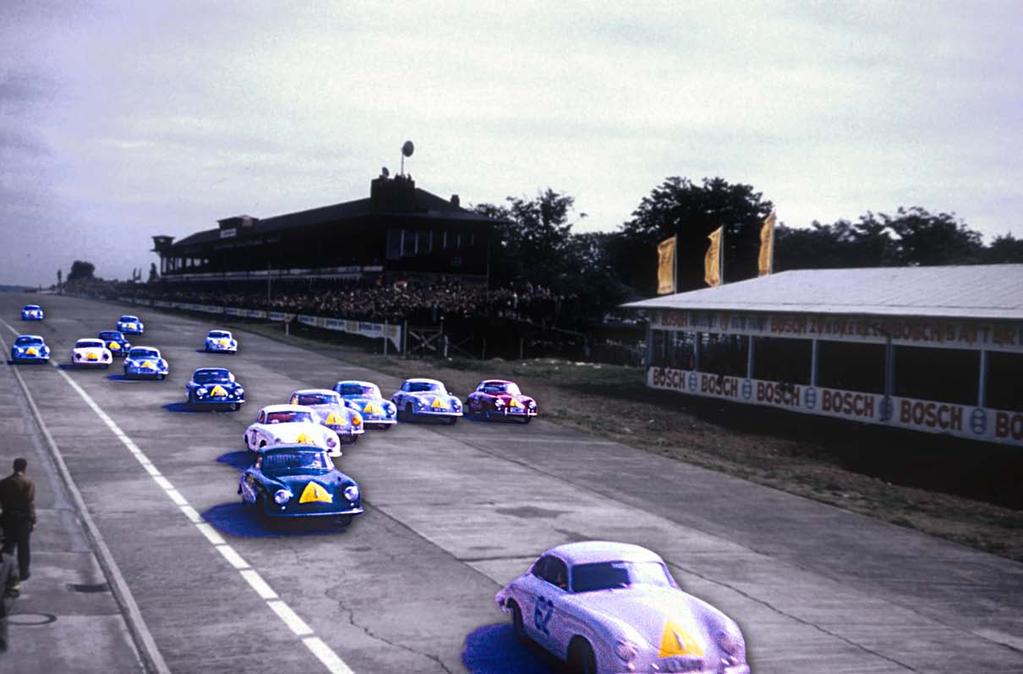 The Nurburgring All-Porsche race, featuring pre-a 356s, was a preliminary event for the 1954 German Grand Prix.