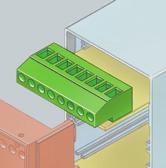 is specially designed for a PCB which is fitted to the base and parallel to the front lid. This makes it possible to fit front operating elements at the same time.