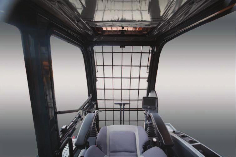 Single piece right side glass improves visibility and operator comfort. Plus, the front defrosting system provides more comfortable working condition.