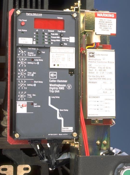 As the Trip Unit Assembly is being mounted, assure that the Aux. Switch Arm is positioned as shown. E. Remove the Trip Unit Cover and install the Rating Plug. Replace the cover. A. For Kits Supplied with a PT Module Only.