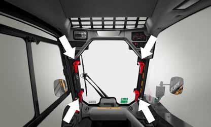 The door opens wide ensuring easy entry and exit. Loader arm service position The side entry and exit cab makes engaging the loader arm support a one man operation.