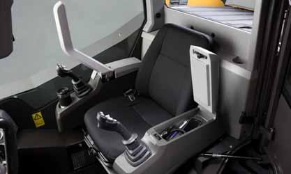 Increased comfort means extended operator productivity. Ample storage Storage space is conveniently located under the left hand armrest.