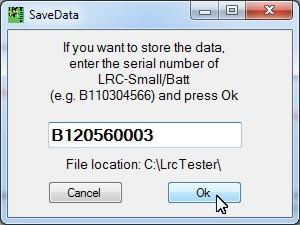 Seite 9 Excel Data If the test is finished, you have more than 30 minutes of data and you remove the battery, you will asked to enter the battery serial number: Enter the full serial number (barcode