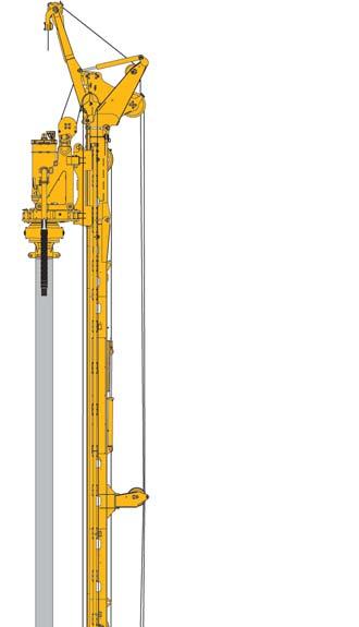 2825 Highlights of the equipment package - displacement piling FDP Lost-bit special: 2247 Stroke 1982 Rod 1786 239 275 Special mast head with auxiliary rope boom, which can be swivelled hydraulically