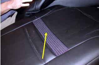 Photo shows perforated leather cover with reticulated foam