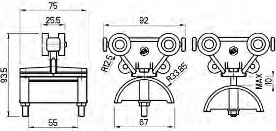 steel saddle 30607007 Trolley with safety plug and socket connection To connect the festoon system to