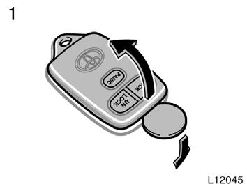 1. Using a coin or equivalent, open the transmitter case. 2.