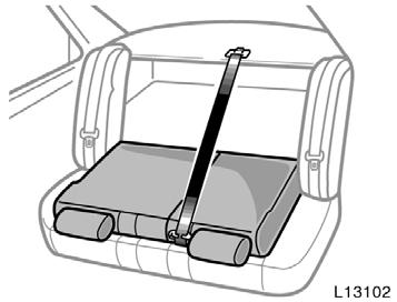 Pull up the lock release button 2. 3. Fold down the seatback. Each seatback may be folded separately. On vehicles with built in child restraint, only the left seatback can be folded down.