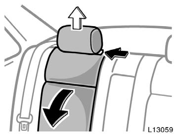 1. Remove the head restraint and upper pad by pressing the head restraint lock release button and pulling up the head restraint and upper pad.