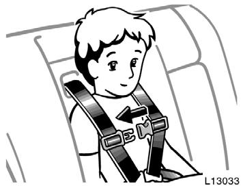 Sit the child on the child seat. Place a shoulder belt over each shoulder. Insert the tabs into the buckle.
