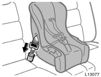 Do not put a rear facing child restraint system on the rear seat if it interferes with the lock mechanism of the front seats.