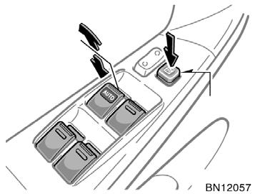 Power windows Driver s door Window lock switch The windows can be operated with the switch on each door. The passengers windows can also be controlled by the switches on the driver s door.