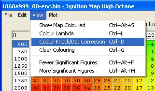 Colour on Knock or Lambda It is possible to clear the colouring based on map values and