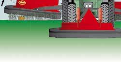 If the Vicon EXTR 0T is fi tted with the swath belt solution, the belts will automatically swing back with the mower unit,
