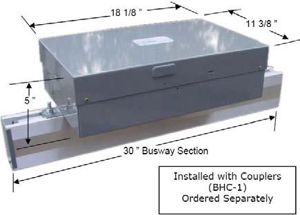 This unit is then connected to the male end of an adjoining Busway section using an Installation Tool and set of Housing Couplers (ordered separately). CENTER Feed similar.