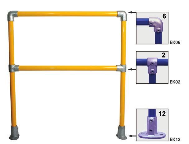 EUROKLEMP SAFETY RAILING 6 ft Straight Section size D 1-1/4 (OD 1.66 x 0.