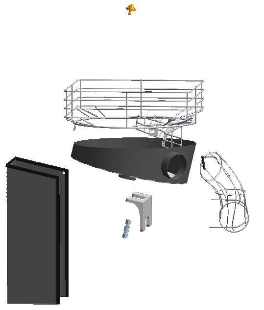 EJECTOR KIT Left support + Peel ejector shovel + DIN 933 (2units) + DIN 9021 Washer (2units) + DIN 1587 Nut (2units):